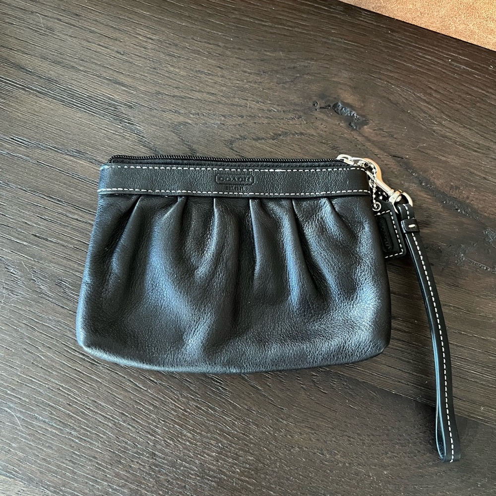 Coach Black Leather Wristlet